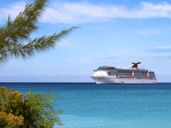 A cruise ship is floating in the Ocean