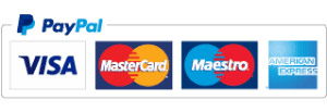 Paypal visa mastercard and american express logos on a white background