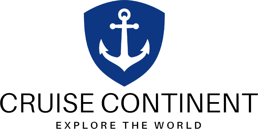 The cruise continent logo is a blue shield with an anchor on it.