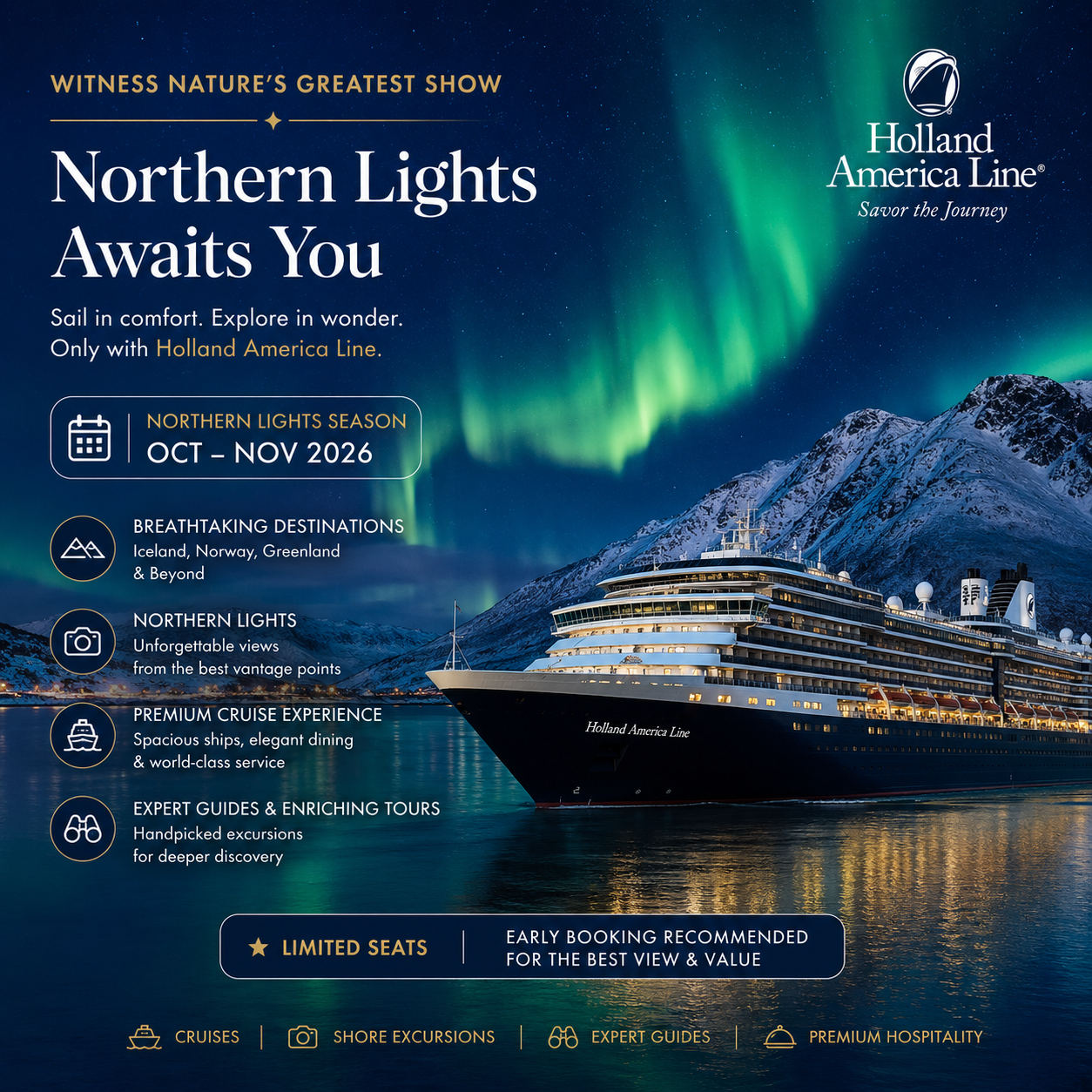 Northern Lights cruise from India, Aurora Borealis holiday packages India, Europe cruise 2026 India,