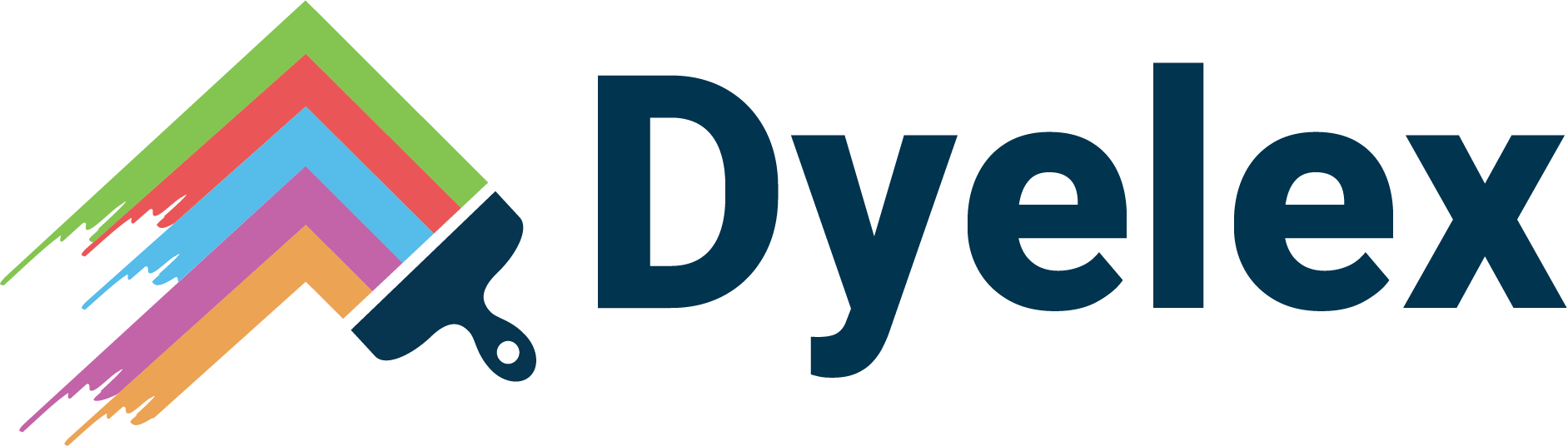 Logo pour Dyelex, mettant en vedette un pinceau coloré et le nom de l'entreprise.
