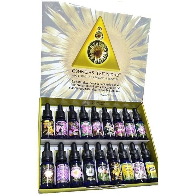 Una caja de aceites esenciales con un triángulo en la parte superior.