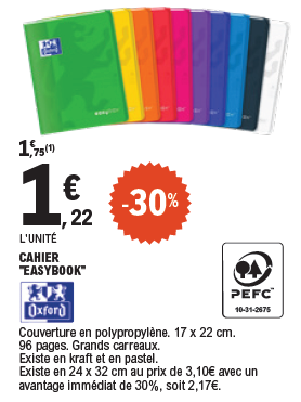 Offre -30% sur le cahier