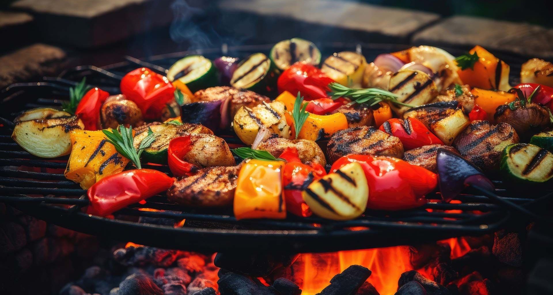 Un filete se cocina en una parrilla sobre carbón.