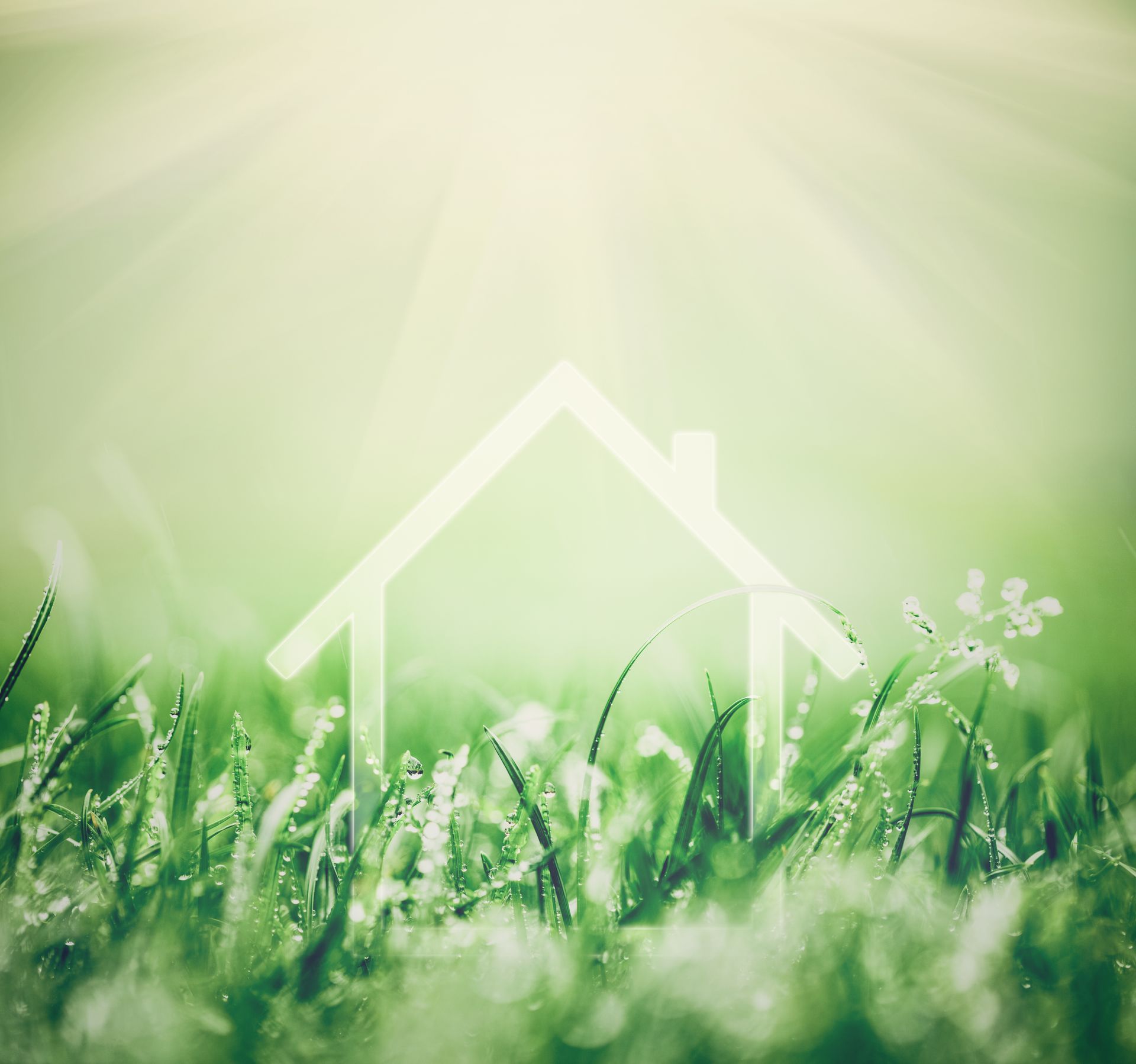 Visuel de maison dans l'herbe