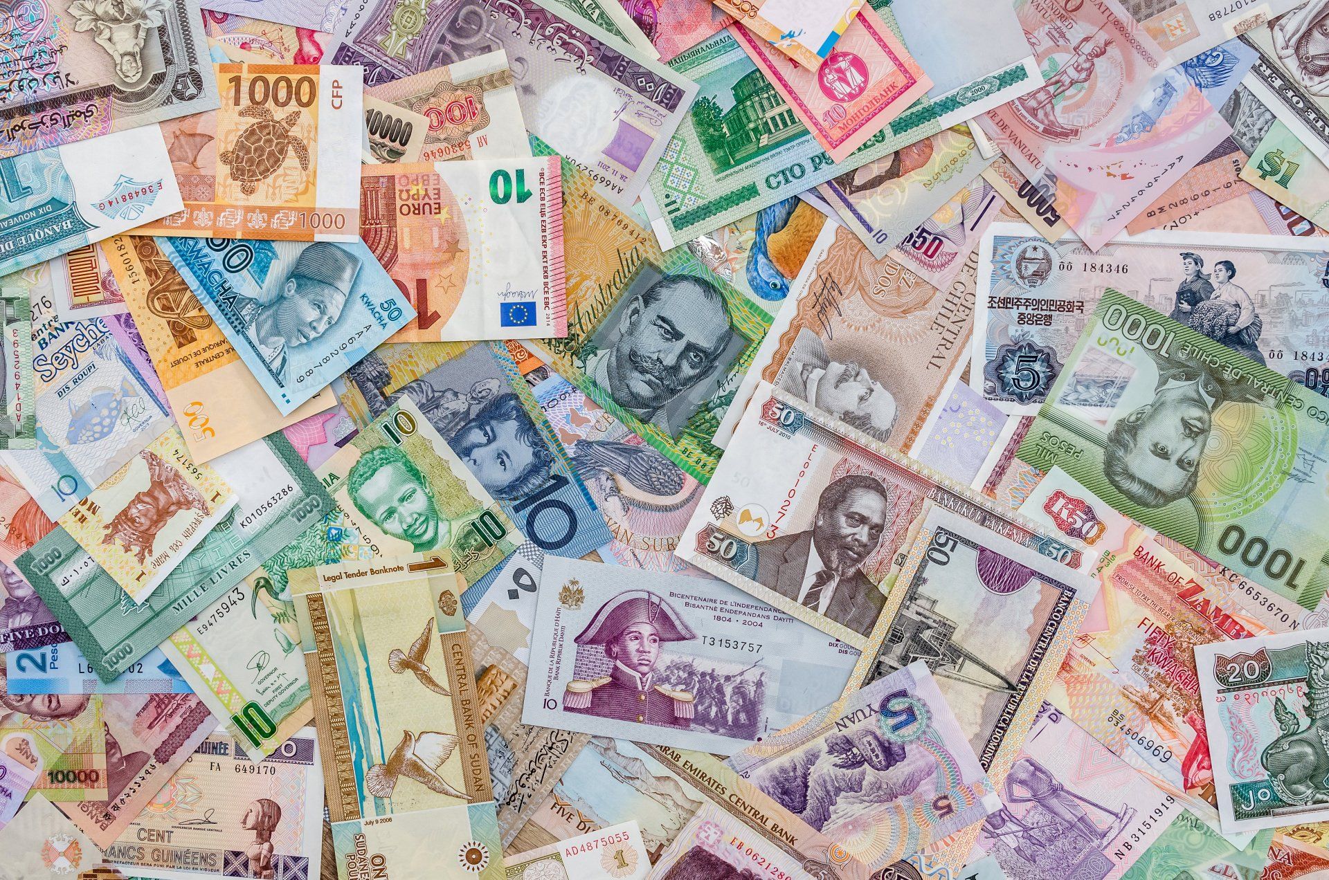 Billet différentes devises