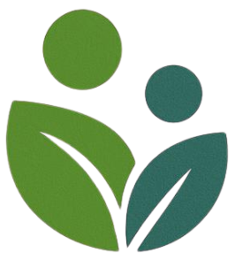 Un logotipo minimalista compuesto por dos hojas verdes abstractas colocadas una al lado de la otra
