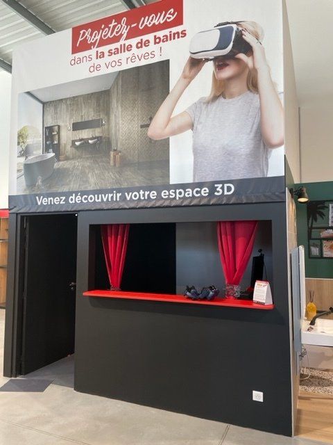 Exposition de modélisation de salle de bains avec casque