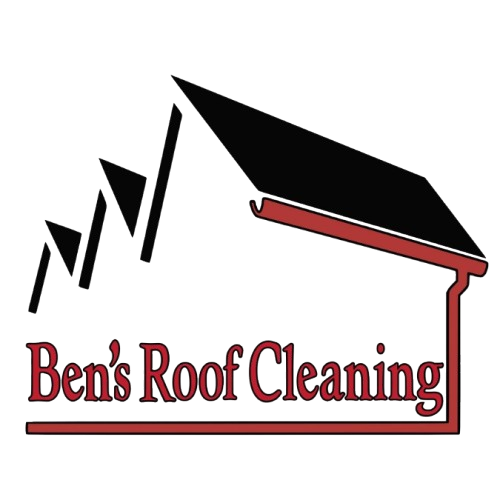 Ben&rsquo;s Roof Cleaning logo with black roof, red gutter line, and red text