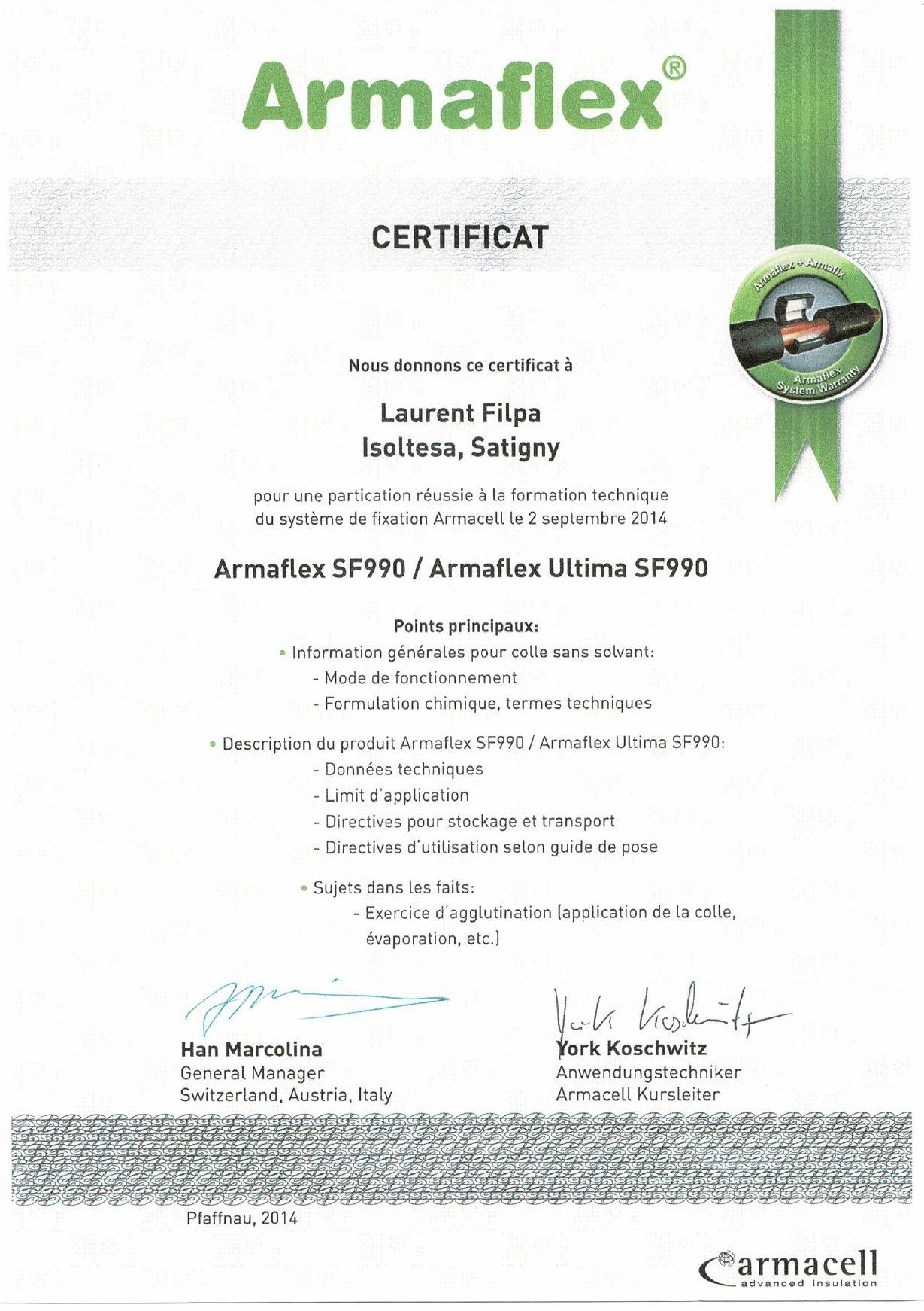 Isoltesa - Isolation - Satigny