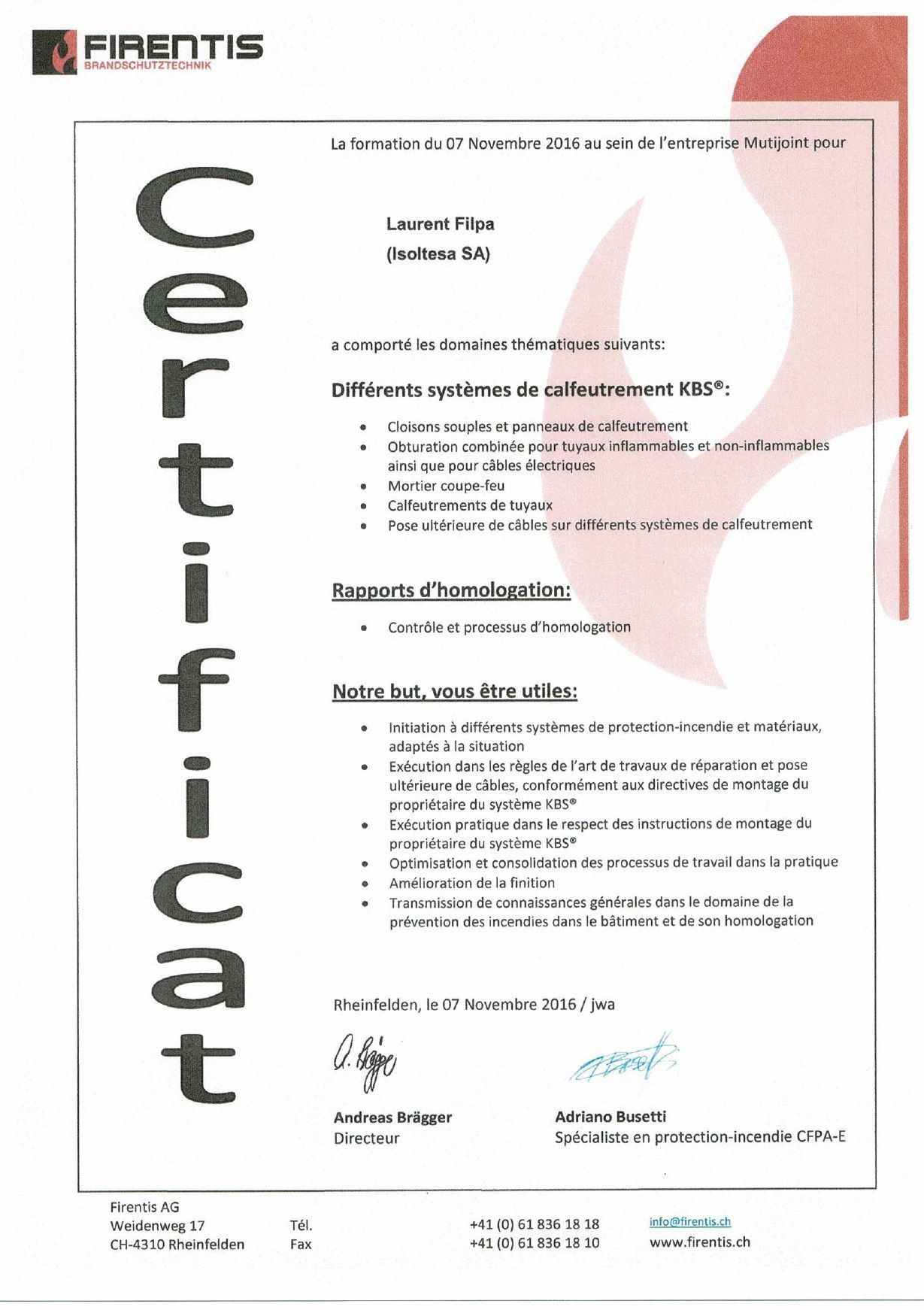 Isoltesa - Isolation - Satigny