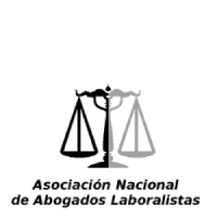 The logo for asociacion nacional de abogados laboristas is a scale of justice.