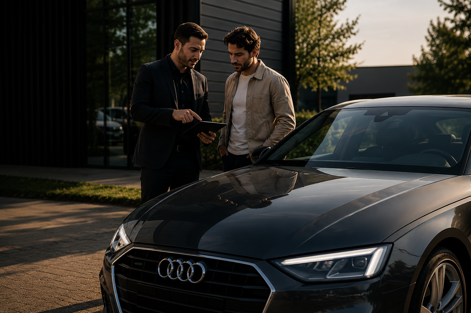 Deux personnes devant une audi