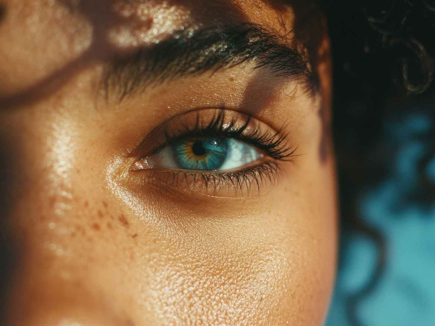 Gros plan sur l'œil d'une jeune fille.