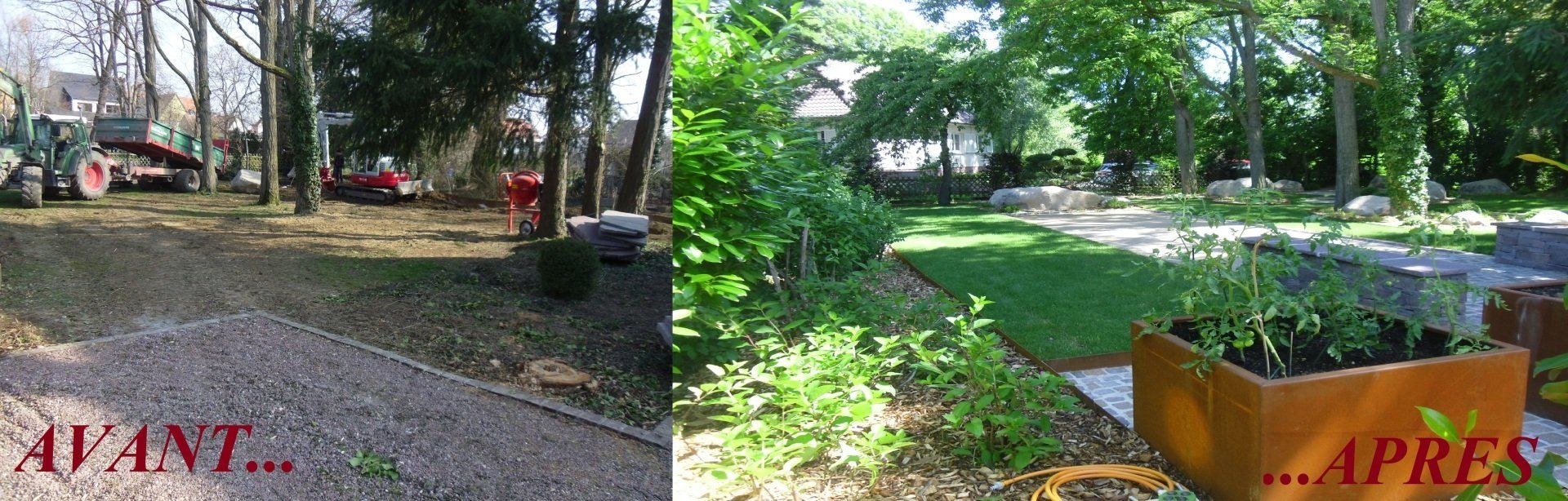 Un avant/après d'une création de jardin