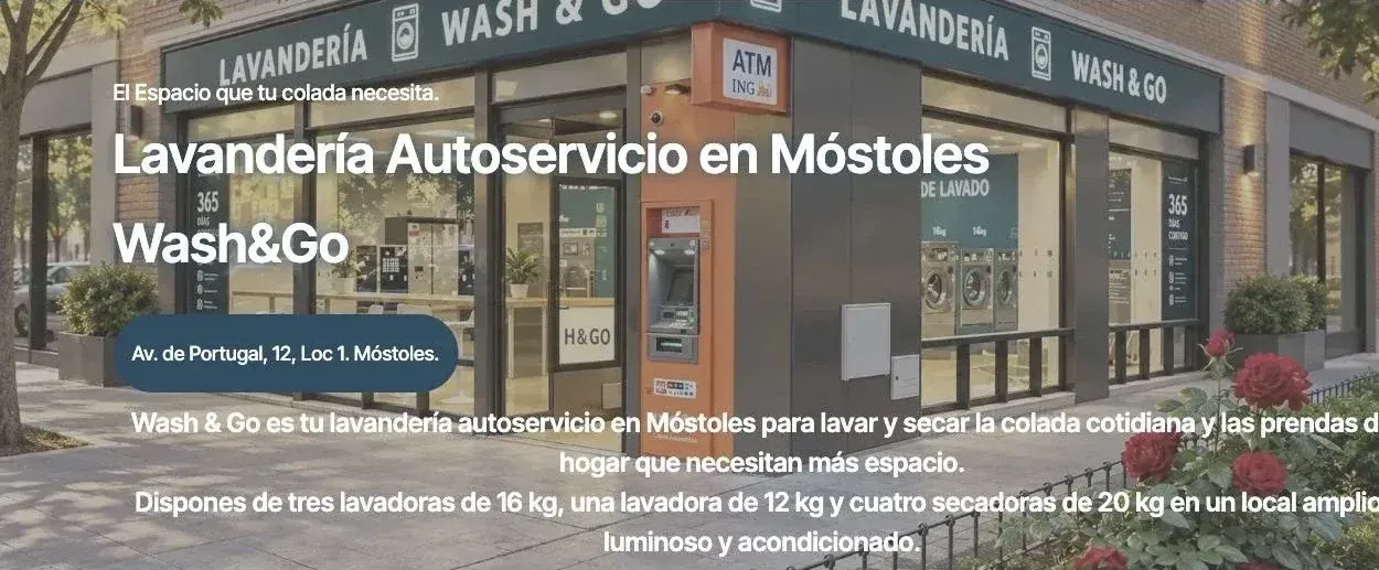 Portada de la lavandería autoservicio en Móstoles