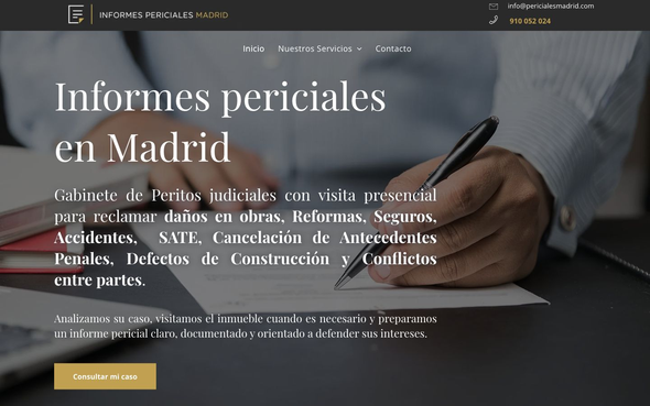 Web del proyecto Informes Periciales Madrid