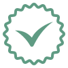 Una marca de verificación verde en un círculo sobre un fondo blanco.