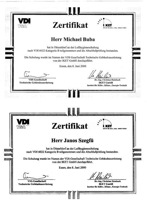 Lufthygeneschulung nach VDI 6022 Kategorie B // Michael Buba & Janos Szegfü