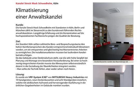 Klimatisierung der Anwaltskanzlei Streck Mack Schwedhelm in Köln