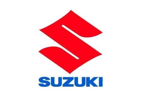 Un logotipo de Suzuki rojo y azul sobre un fondo blanco.