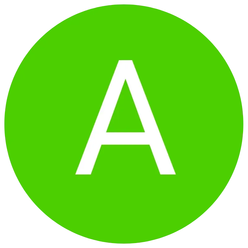 La letra a está en un círculo verde sobre un fondo blanco.