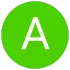 La letra a está en un círculo verde sobre un fondo blanco.