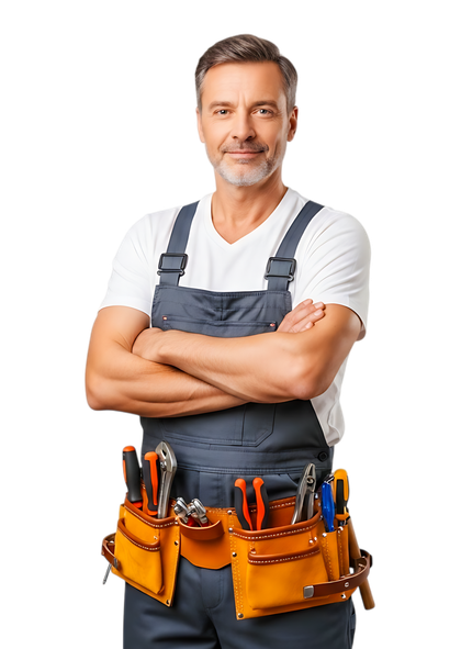 Un homme souriant, utilisant un smartphone, portant une chemise en jean.