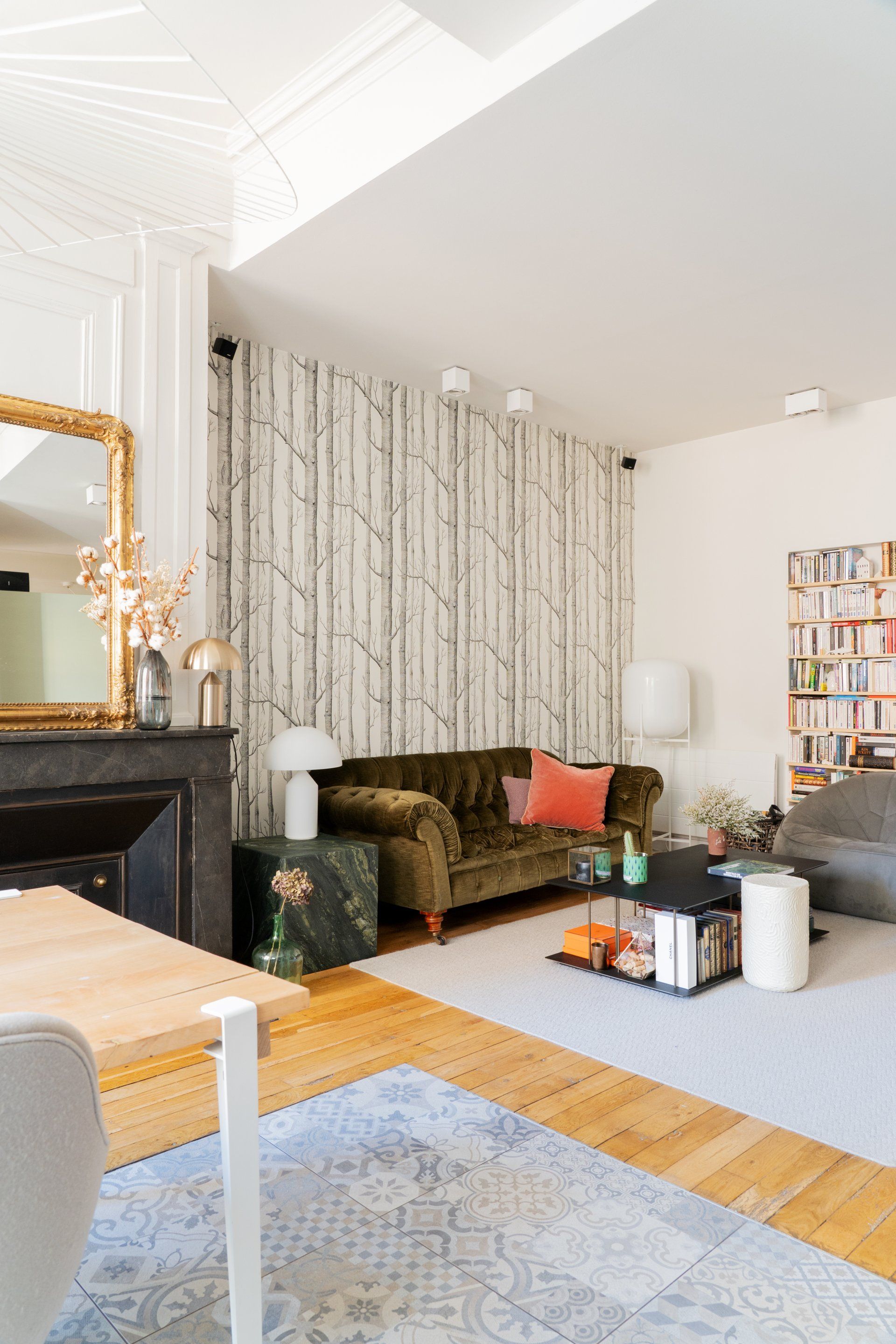 Pose de fresque salon