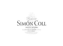 Logotipo para chocolates Simón Coll, con el nombre de la marca y elementos decorativos.