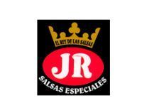 Logotipo para JR salsas: óvalo rojo con 