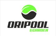 Un logotipo verde y negro para Oripool Garden.