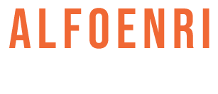 La palabra alfoenri está escrita en letras naranjas sobre un fondo blanco.