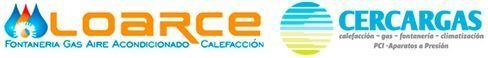 Logotipos de LOARCE y CERCARGAS con franjas azules y naranjas sobre un fondo blanco.