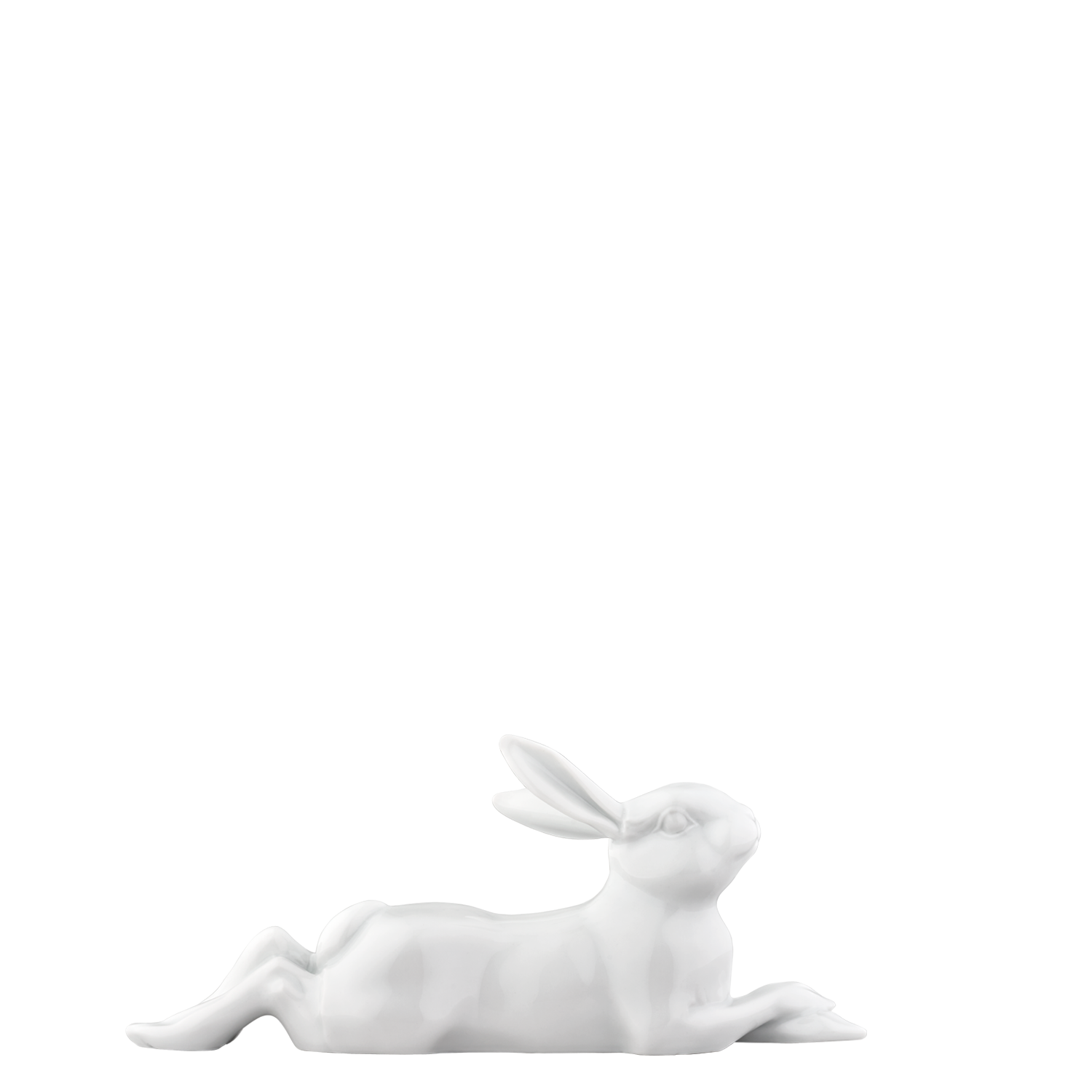 Liegender weißer Keramikhase.