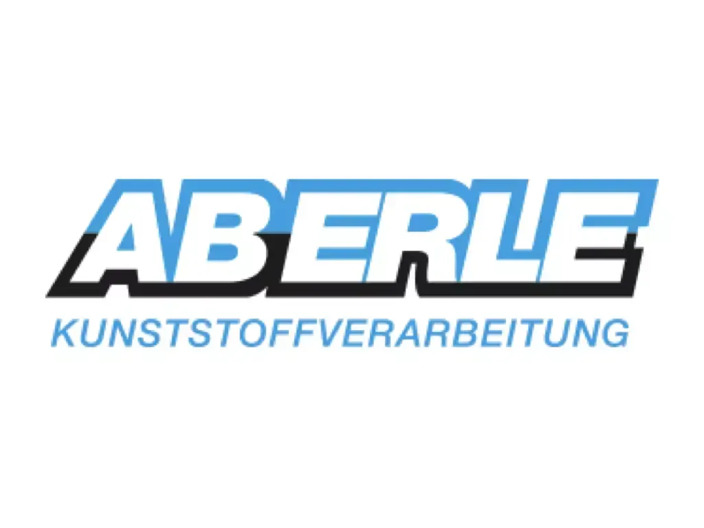 Ein blau-weißes Logo für Aberle Kunststoffverarbeitung
