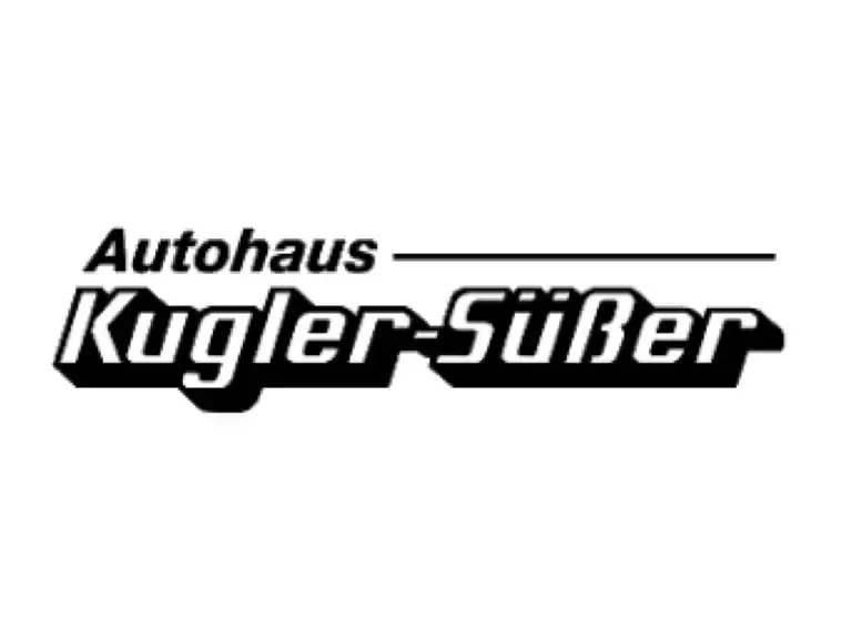 Ein schwarz-weißes Logo für Autohaus Kugler-Silber auf weißem Hintergrund.
