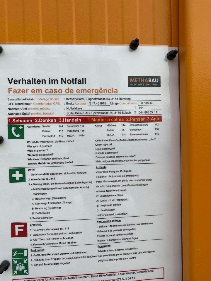 Bau HomeServices GmbH – Notfallplan auf der Baustelle