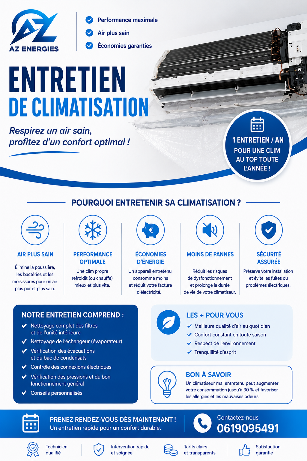 Un flyer présentant l'entretien de climatisation.