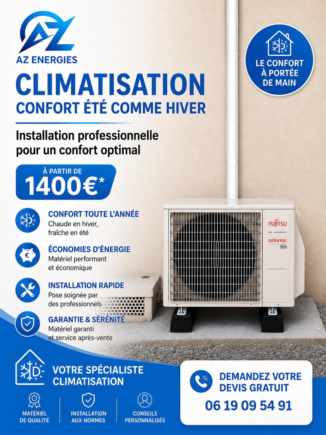 Un flyer présentant l'installation de climatisation.