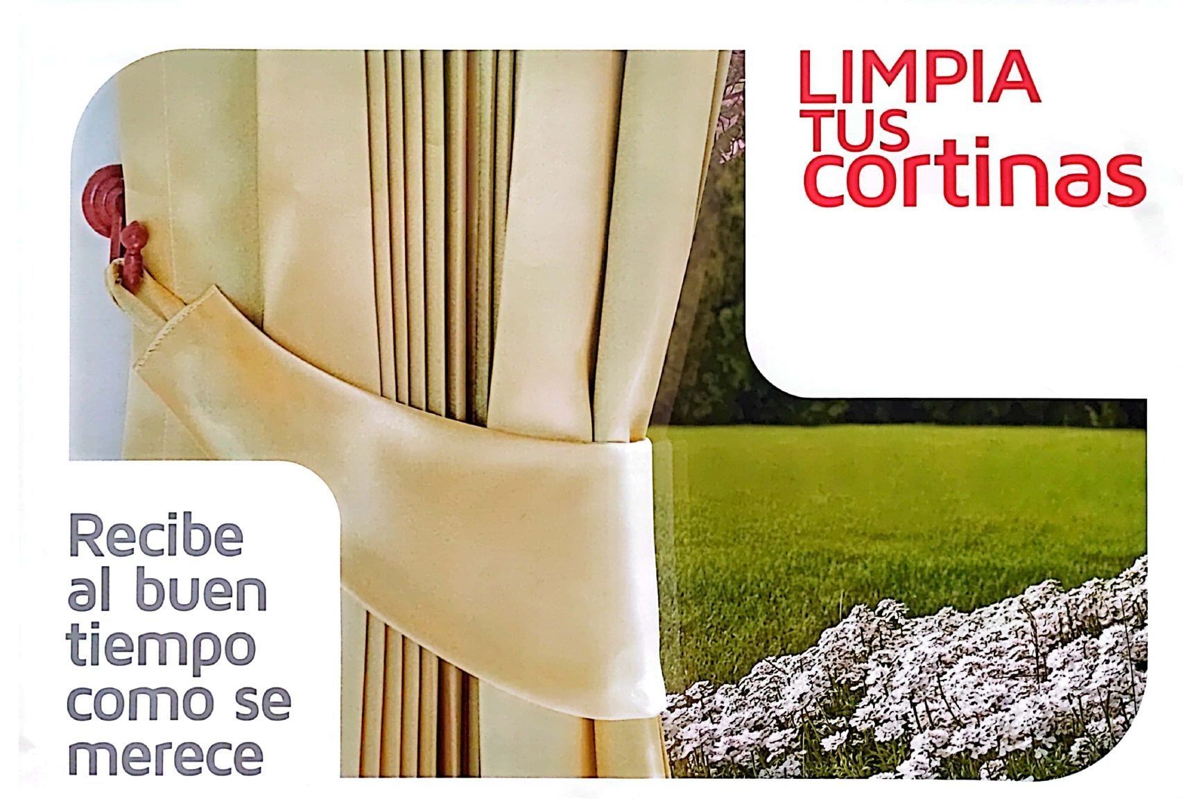 Cortinas limpias con un campo y texto que dice 