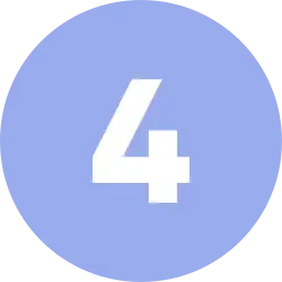 Número 4 blanco dentro de un círculo azul claro.