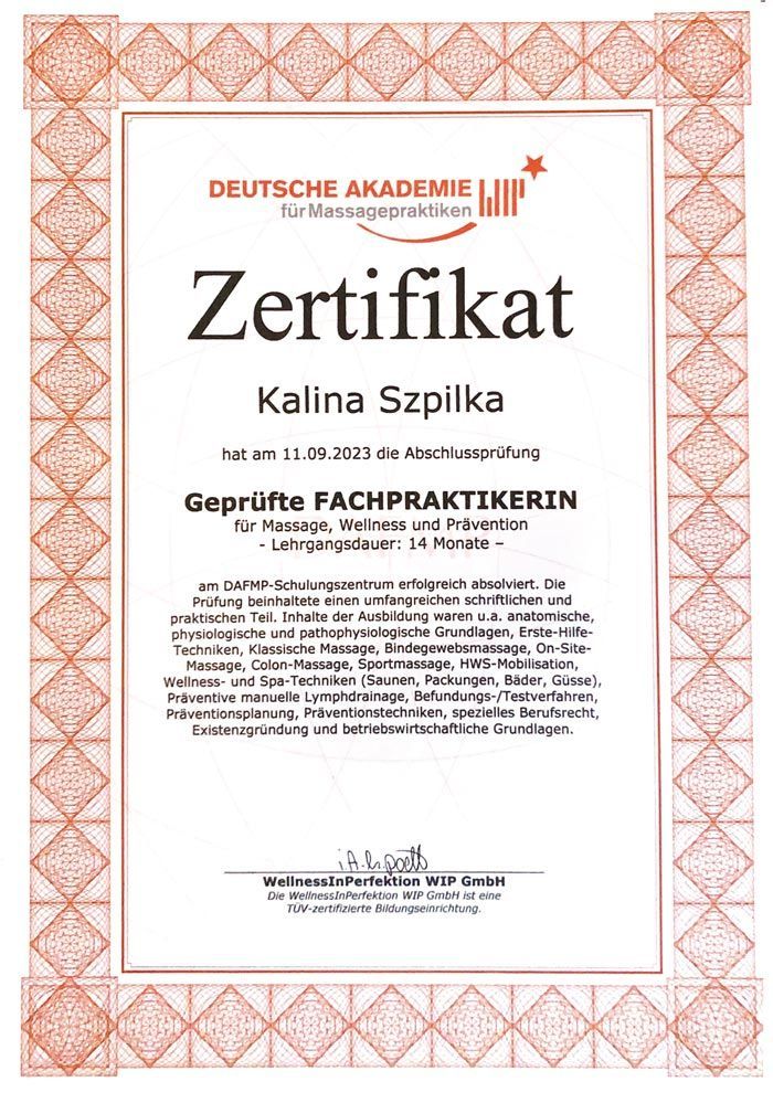 Es ist ein Zertifikat mit der Aufschrift „Zertifikat“.