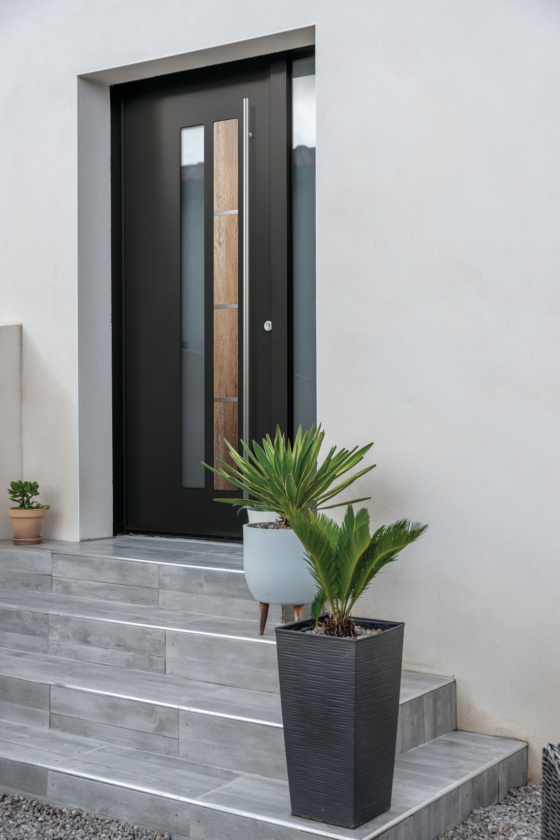 Porte d'entrée avec une barre verticale