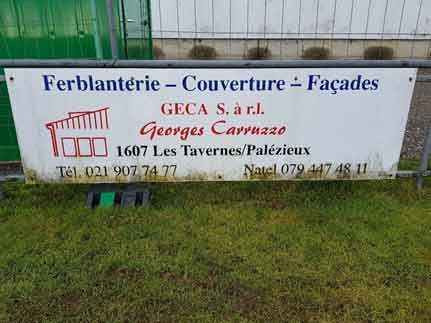 Publicité au terrain de foot d’Oron-la-Ville - GECA