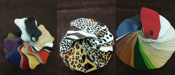 Un collage de tres círculos con diferentes patrones en ellos.