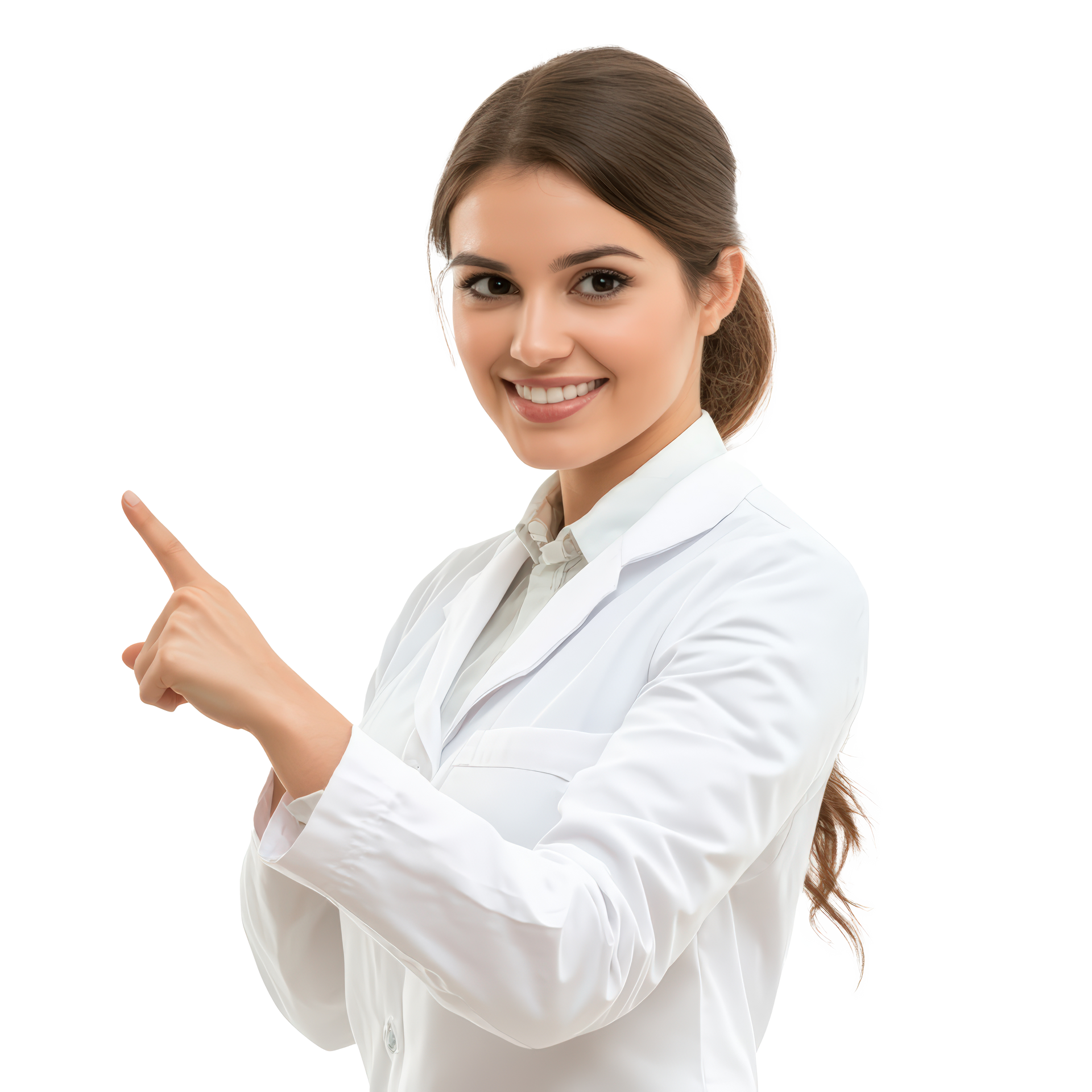 Pharmacienne qui lève le doigt