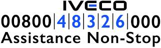 IVECO-Notfallhilfe-Logo mit Telefonnummer 00800 48326000