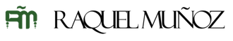 Logotipo de Raquel Muñoz en negro y verde con un monograma “RM” estilizado.