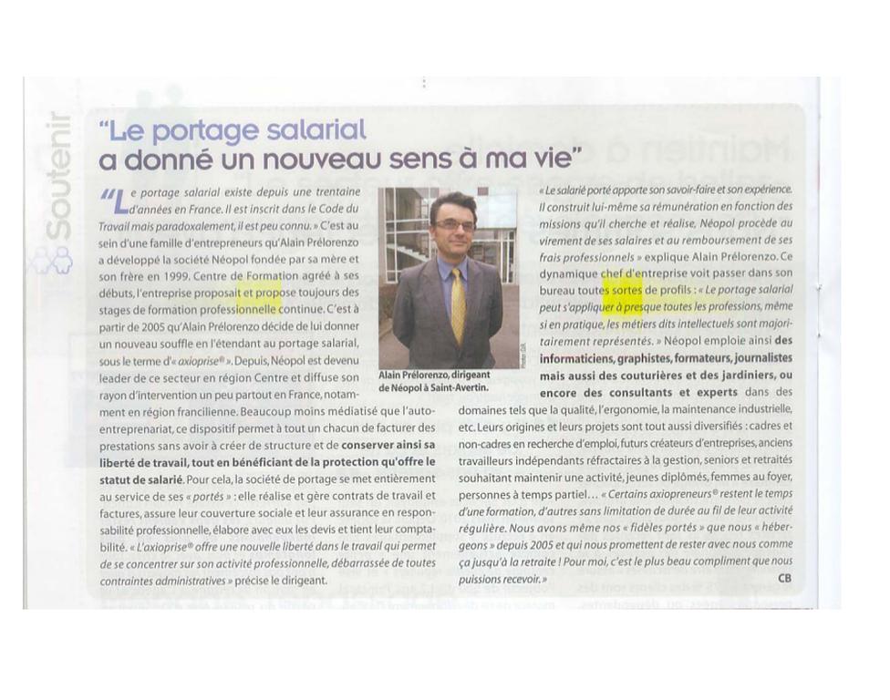 Article Eco Mag Touraine, photo centrale et textes